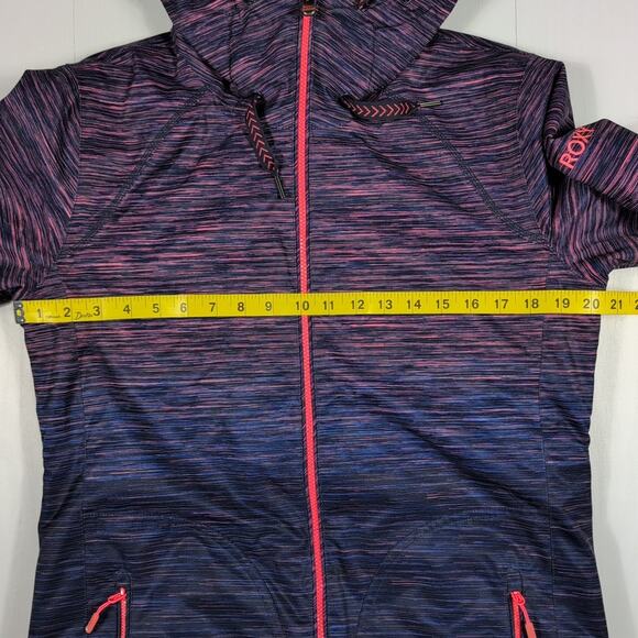 Roxy DryFlight 10K Snow Jacket Women M Blue Pink Hooded Waterproof Ski Snowboard - Picture 11 of 16